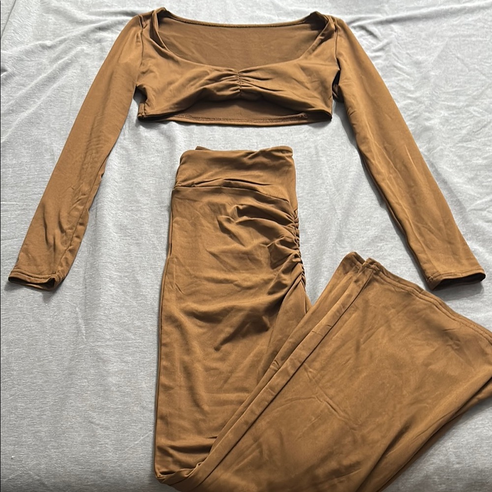 Brown Long Sleeve lounge set